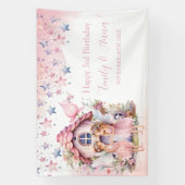 Fairy pink forest Happy Birthday  backdrop banner (Verticaal)