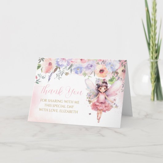 Fairy pink forest Thank You Card  Bedankkaart (Voorkant)