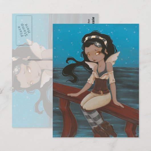 fairy pirate ship sea Post Card Briefkaart (Voorkant / Achterkant)