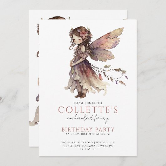 Fairy Pixie Fairytale Birthday Party Kaart (Voorkant / Achterkant)