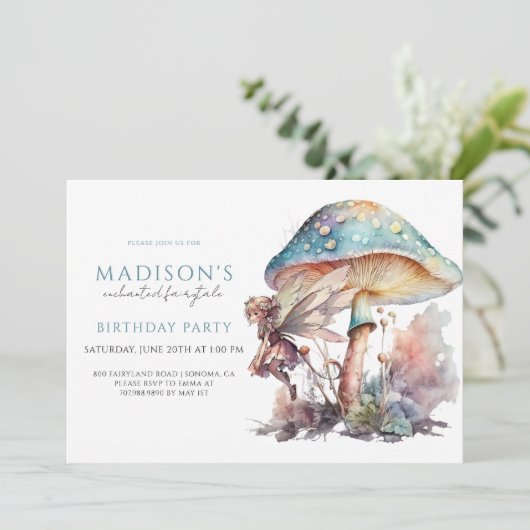 Fairy Pixie Fairytale Girl's Birthday Party Kaart (Staand voorkant)