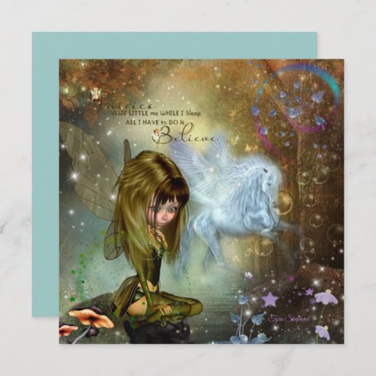 Fairy Pixie Pegasus Fantasy Kaart (Voorkant / Achterkant)