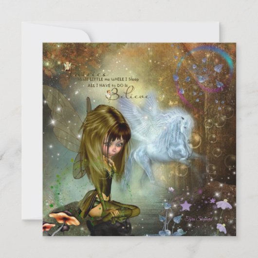 Fairy Pixie Pegasus Fantasy Kaart (Voorkant)