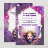 Fairy pixie prinses paarse magische glitter girly kaart (Voorkant / Achterkant)