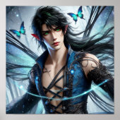 Fairy Prince with Emerald Eyes & Shimmering Wings Poster (Voorkant)