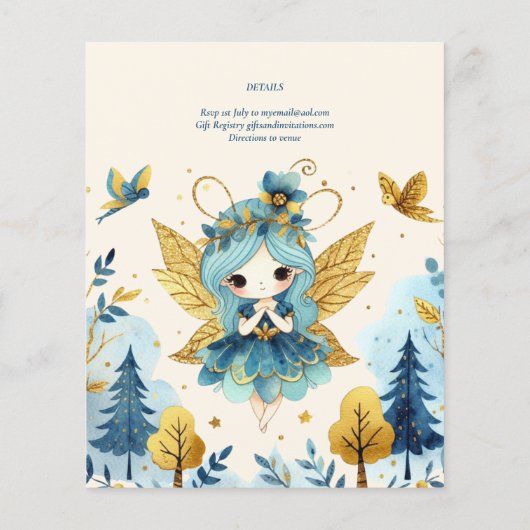 Fairy Princess 1st Birthday of EDIT AGE Blauwgroen (Achterkant)