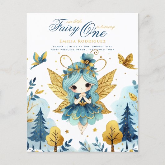 Fairy Princess 1st Birthday of EDIT AGE Blauwgroen (Voorkant)