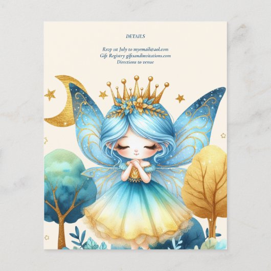 Fairy Princess 1st Birthday of EDIT AGE Blauwgroen (Achterkant)