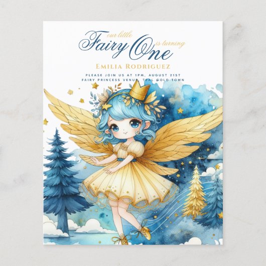 Fairy Princess 1st Birthday of EDIT AGE Blauwgroen (Voorkant)