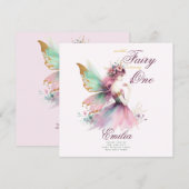 Fairy Princess 1st Birthday of EDIT AGE Blauwgroen Kaart (Voorkant / Achterkant)