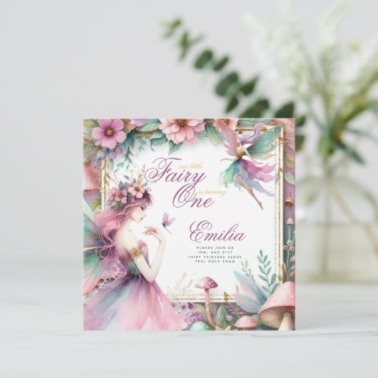 Fairy Princess 1st Birthday of EDIT AGE Blauwgroen Kaart (Staand voorkant)