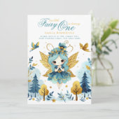 Fairy Princess 1st Birthday of EDIT AGE Blauwgroen Kaart (Staand voorkant)