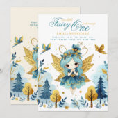 Fairy Princess 1st Birthday of EDIT AGE Blauwgroen Kaart (Voorkant / Achterkant)