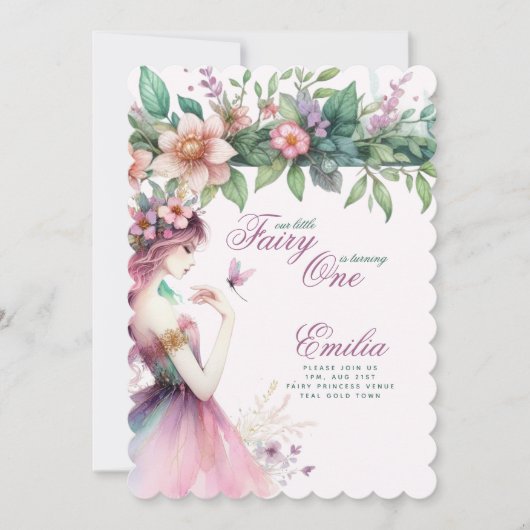 Fairy Princess 1st Birthday of EDIT AGE Blauwgroen Kaart (Voorkant)