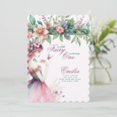 Fairy Princess 1st Birthday of EDIT AGE Blauwgroen Kaart (Staand voorkant)