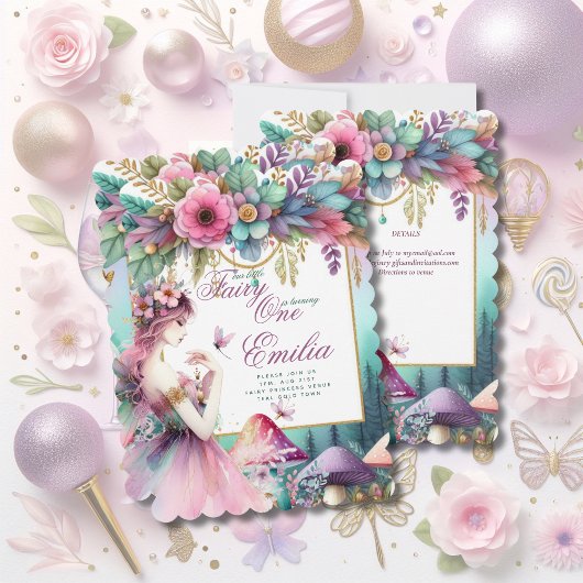 Fairy Princess 1st Birthday of EDIT AGE Blauwgroen Kaart