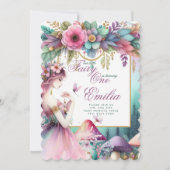 Fairy Princess 1st Birthday of EDIT AGE Blauwgroen Kaart (Voorkant)