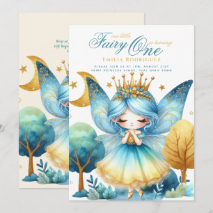 Fairy Princess 1st Birthday of EDIT AGE Blauwgroen Kaart