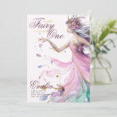 Fairy Princess 1st Birthday of EDIT AGE Blauwgroen Kaart (Staand voorkant)