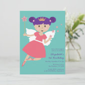 Fairy Princess 1st Birthday Party Invitation Kaart (Staand voorkant)