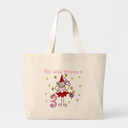 Fairy Princess 3rd Birthday Grote Tote Bag (Voorkant)