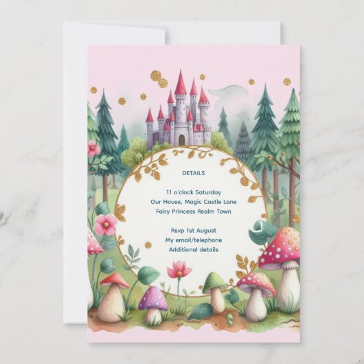 Fairy Princess 4e verjaardag Fairytale Fairycore Kaart (Achterkant)