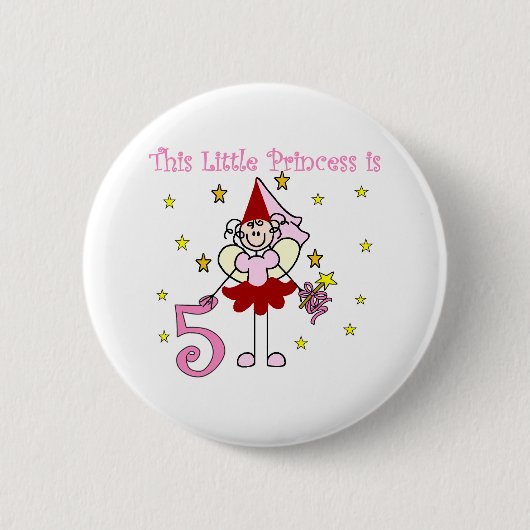 Fairy Princess 5th Birthday Ronde Button 5,7 Cm (Voorkant)