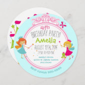 Fairy Princess Birthday Circle Invite Kaart (Voorkant / Achterkant)