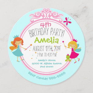 Fairy Princess Birthday Circle Invite Kaart