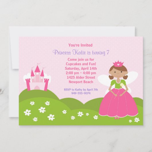 Fairy Princess Birthday Party Invitation Kaart (Voorkant)