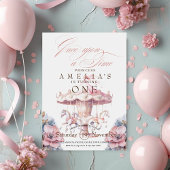 Fairy Princess Bloem Roze Verjaardagsfeest 1e Kaart