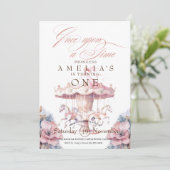 Fairy Princess Bloem Roze Verjaardagsfeest 1e Kaart (Staand voorkant)