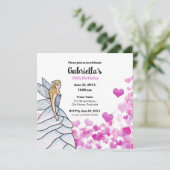 Fairy Princess Bride Dress Mode roze harten in v (Staand voorkant)