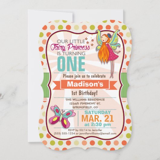Fairy Princess & Butterfly Verjaardagsfeest Kaart (Voorkant)