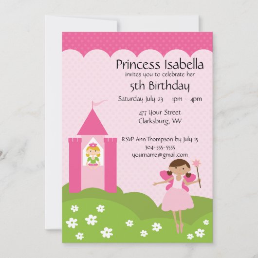Fairy Princess Castle Birthday Kaart (Voorkant)