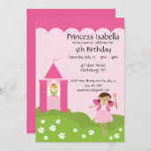 Fairy Princess Castle Birthday Kaart (Voorkant / Achterkant)