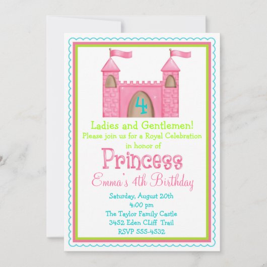 Fairy Princess Castle Birthday-uitnodigingen Kaart (Voorkant)