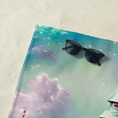 Fairy Princess Castle Mauve Pink Green Strandlaken (In situ)