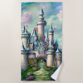 Fairy Princess Castle Mauve Pink Green Strandlaken (Voorkant)