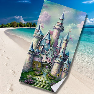 Fairy Princess Castle Mauve Pink Green Strandlaken