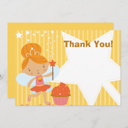 - Fairy Princess Cupcake Bedankkaart (Voorkant / Achterkant)