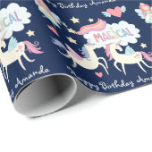 Fairy Princess en Unicorn Magical Birthday Cadeaupapier (Rol Hoek)