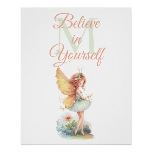 Fairy Princess Enchanted Monogram Inspirerend Perfect Poster (Voorkant)