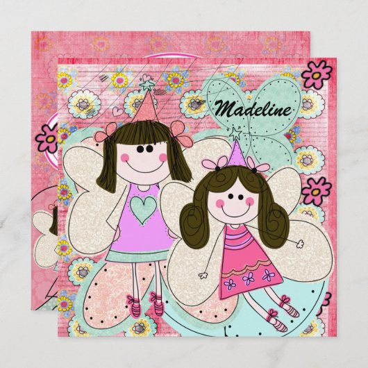 Fairy Princess Gepersonaliseerd Birthday Invitatio Kaart (Voorkant / Achterkant)