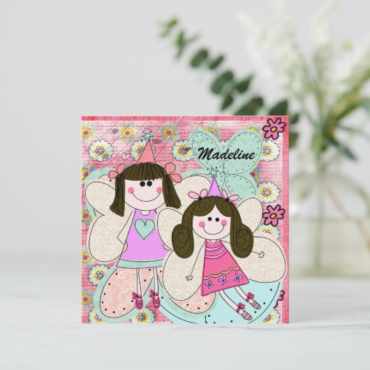 Fairy Princess Gepersonaliseerd Birthday Invitatio Kaart (Staand voorkant)