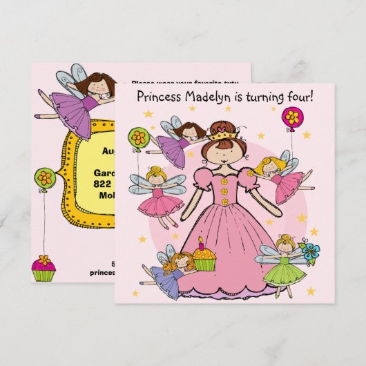 Fairy Princess Gepersonaliseerd Birthday Invites Kaart (Voorkant / Achterkant)