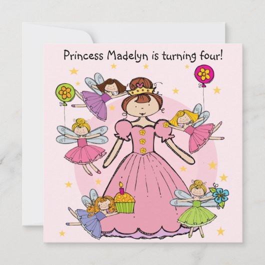 Fairy Princess Gepersonaliseerd Birthday Invites Kaart (Voorkant)