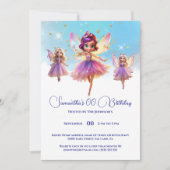 Fairy princess girls birthday party kaart (Voorkant)