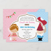 Fairy Princess & Gnome Woodlands Party Invitation Kaart (Voorkant / Achterkant)