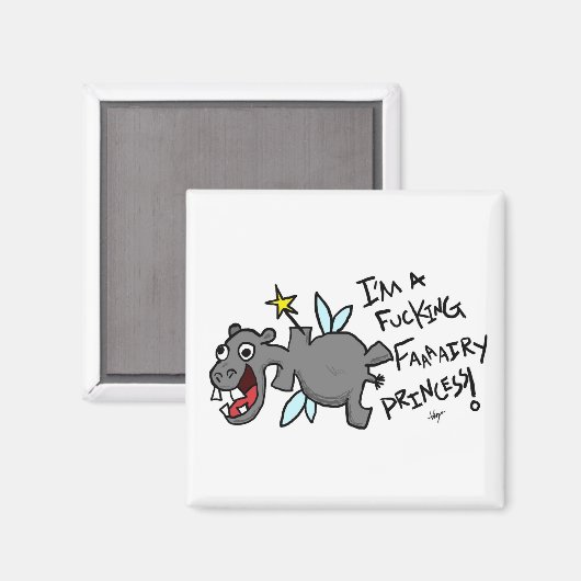 Fairy Princess Hippo Magnet (Voorkant / Achterkant)